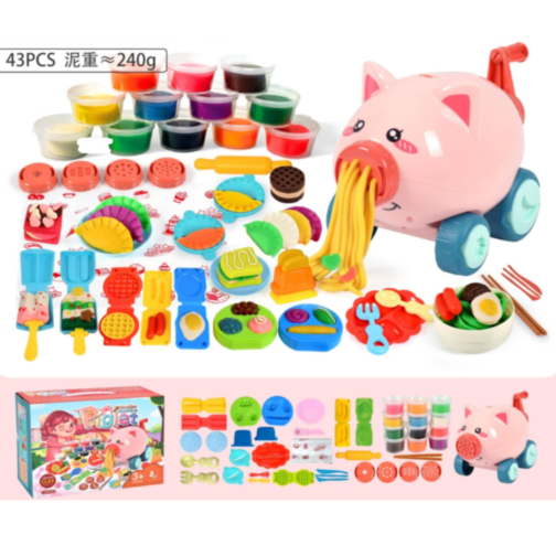 Set Creativ Porcușor cu Plastilină Colorată – 43 Piese și 12 Culori