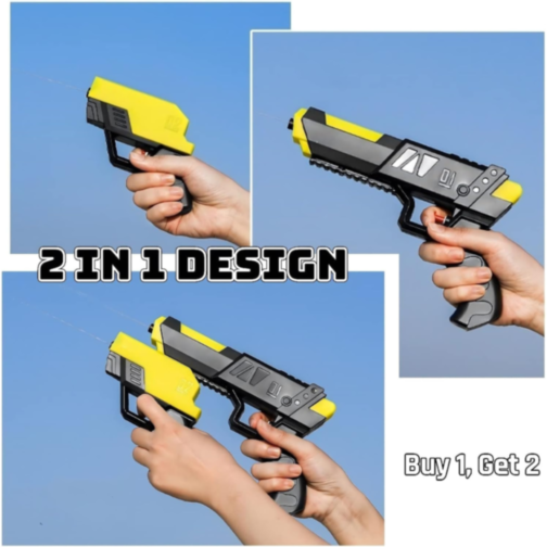 Pistol cu Apă 2 în 1 pentru Copii și Familie | Jet Lung de Apă 10 Metri 