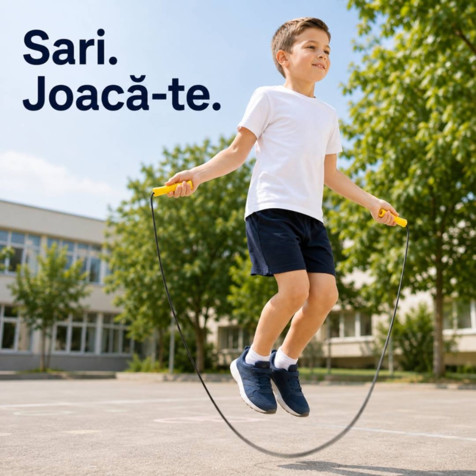 Copil sare cu o coardă de 250 cm cu mânere striate