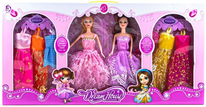 2 Păpuși Barbie cu 6 Ținute