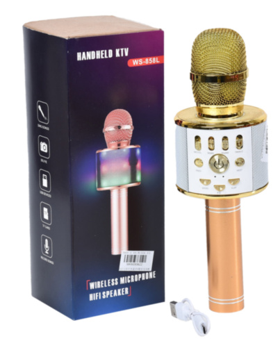 Microfon Karaoke Wireless USB cu Bluetooth și Boxă inclusă 