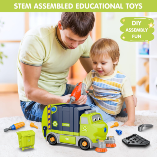 Camion de reciclare cu funcții interactive și șurubelniță electrică