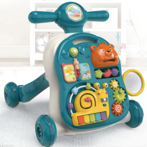 Centru Educativ Verde 3-în-1 pentru Copii - Plimbător, Masă de Joacă și Activități Interactive 