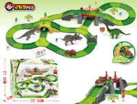 Pista Auto "Dino Park" 269 Elemente, Circuit Flexibil, Mașinuță și Dinozauri