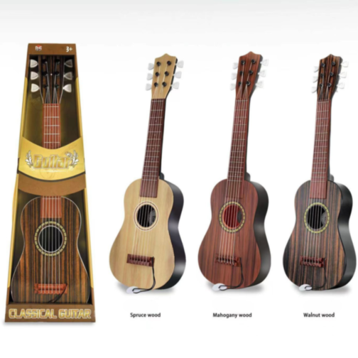 Chitară Clasică din Plastic pentru Copii – 6 Corzi, Design Lemn (culoare aleatorie)