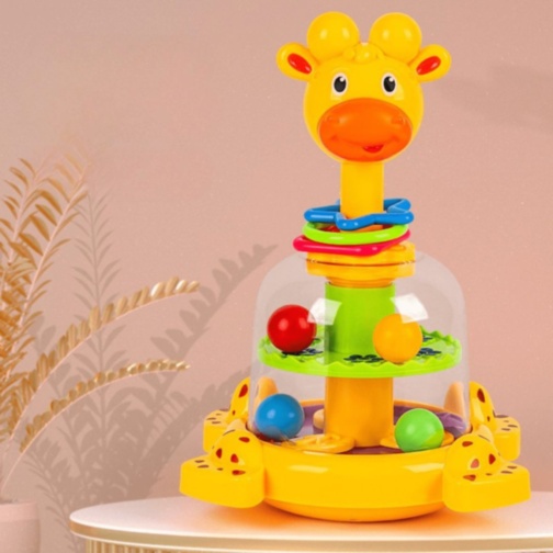 Jucărie Bebeluși Girafă Rotativă cu Bile Colorate