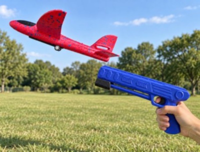 Avion din spumă cu lansator tip pistol pentru copii | image