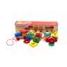Tren din Lemn cu 4 Forme Geometrice de Stivuit, 39cm