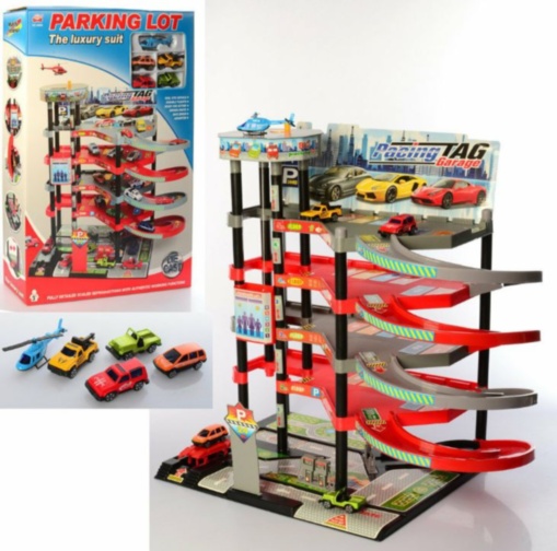 Mega Parcare cu 5 Niveluri, 4 Mașinuțe și 1 Elicopter