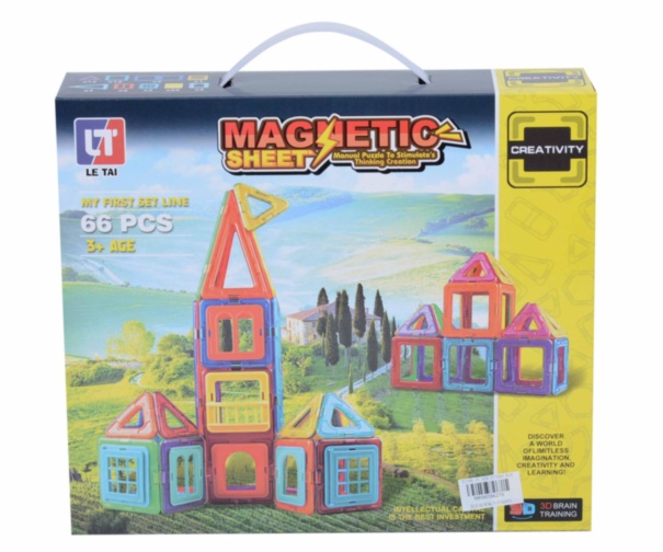 Joc Magnetic Educativ de Constructie cu 66 piese