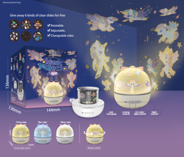 Lampă de Veghe cu Proiector Rotativ, baterii reîncărcabile