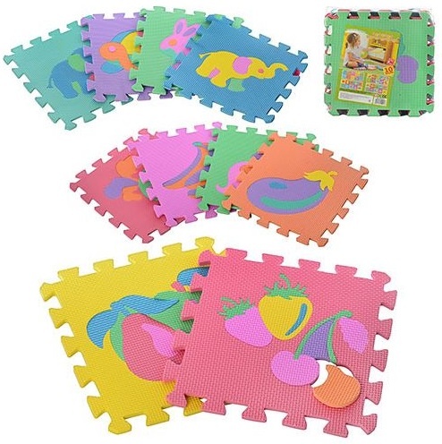 Covoraș Puzzle din Burete cu Fructe, 10 Plăci, 60 X 150 cm  