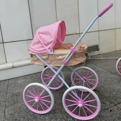 Cărucior pentru Păpuși cu Design Retro – Roz și Crem | image