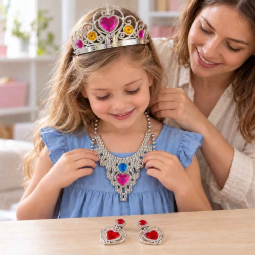 Set păpușă cu rochițe și bijuterii de prințesă, 29 cm
