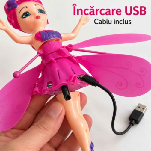 Păpușă zburătoare cu senzor, lumini și încărcare USB