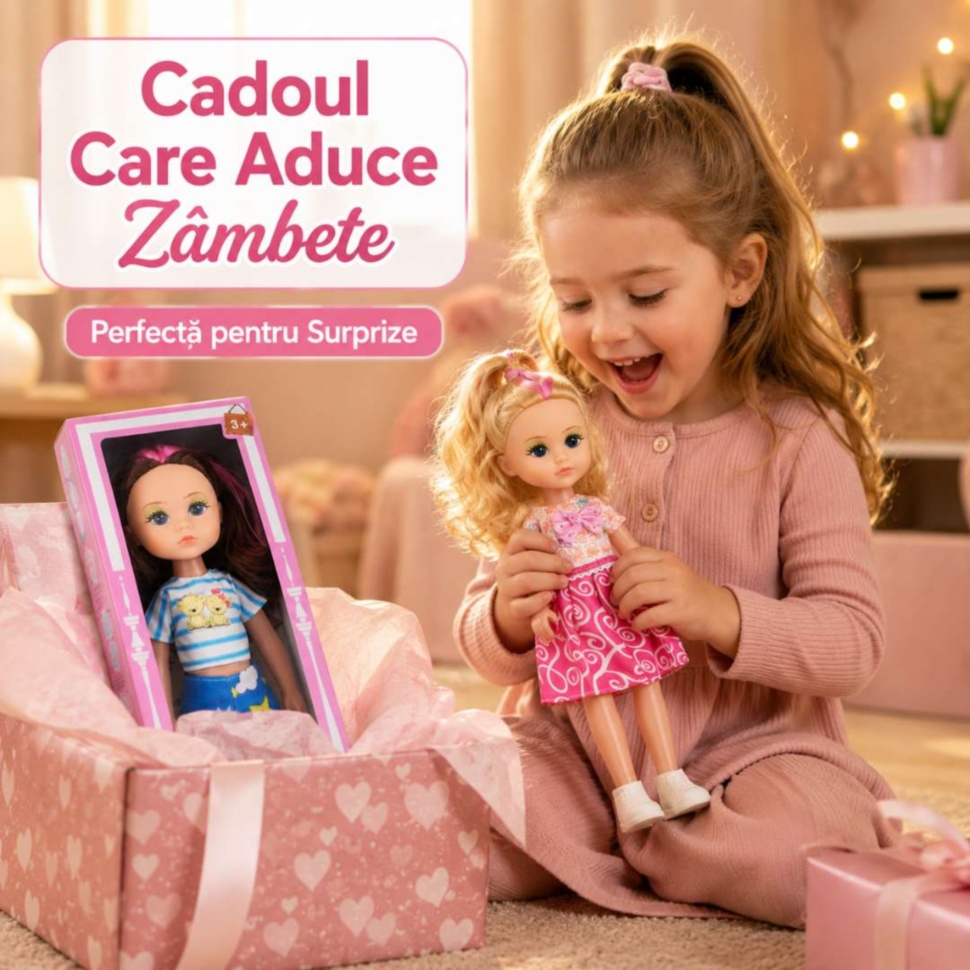 Păpușă fashion cadou pentru copii care aduce zâmbete