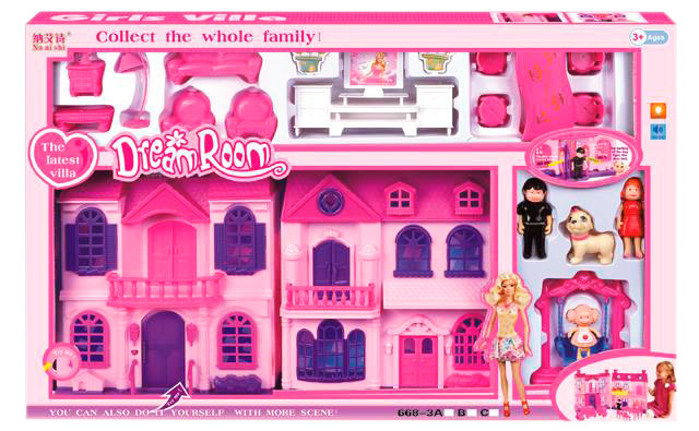 Mega Căsuță Pliabilă de Păpuși cu Figurine și Mobilă