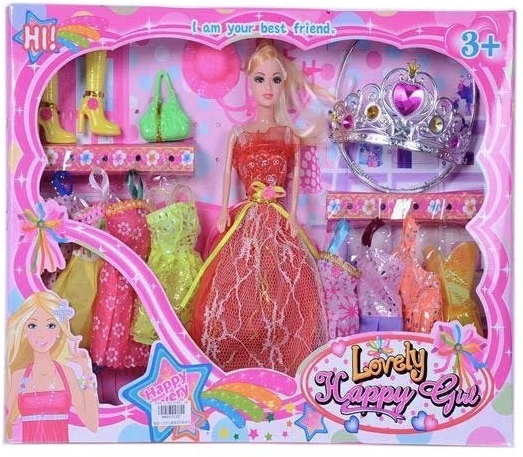 Barbie cu 8 Ținute,Coroniță, Încălțăminte și Gentuță