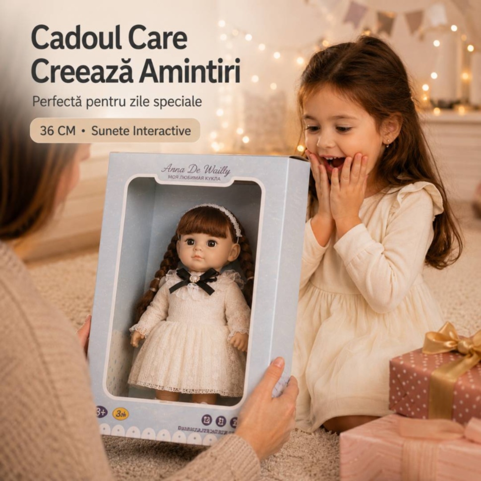 Cadou pentru copii cu păpușă interactivă de 36 cm și sunete