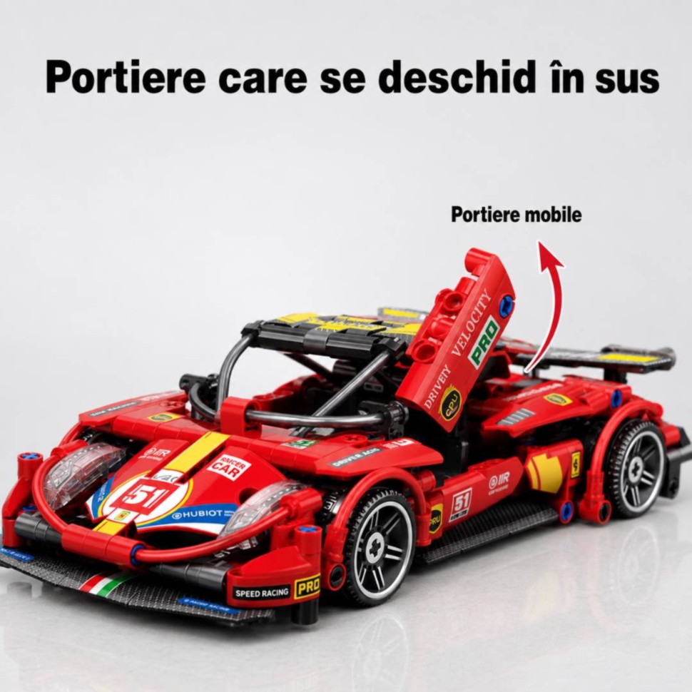 Mașină sport din piese cu portiere mobile care se deschid în sus