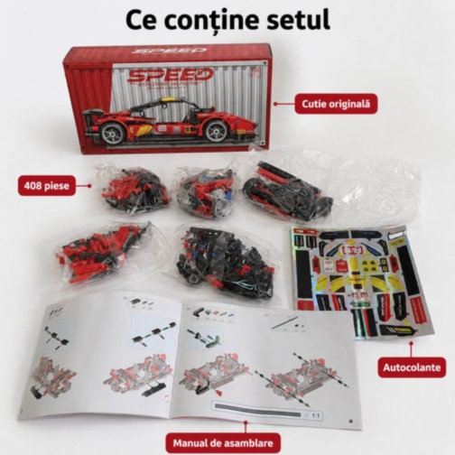 Mașină sport de construit cu inerție, 408 piese