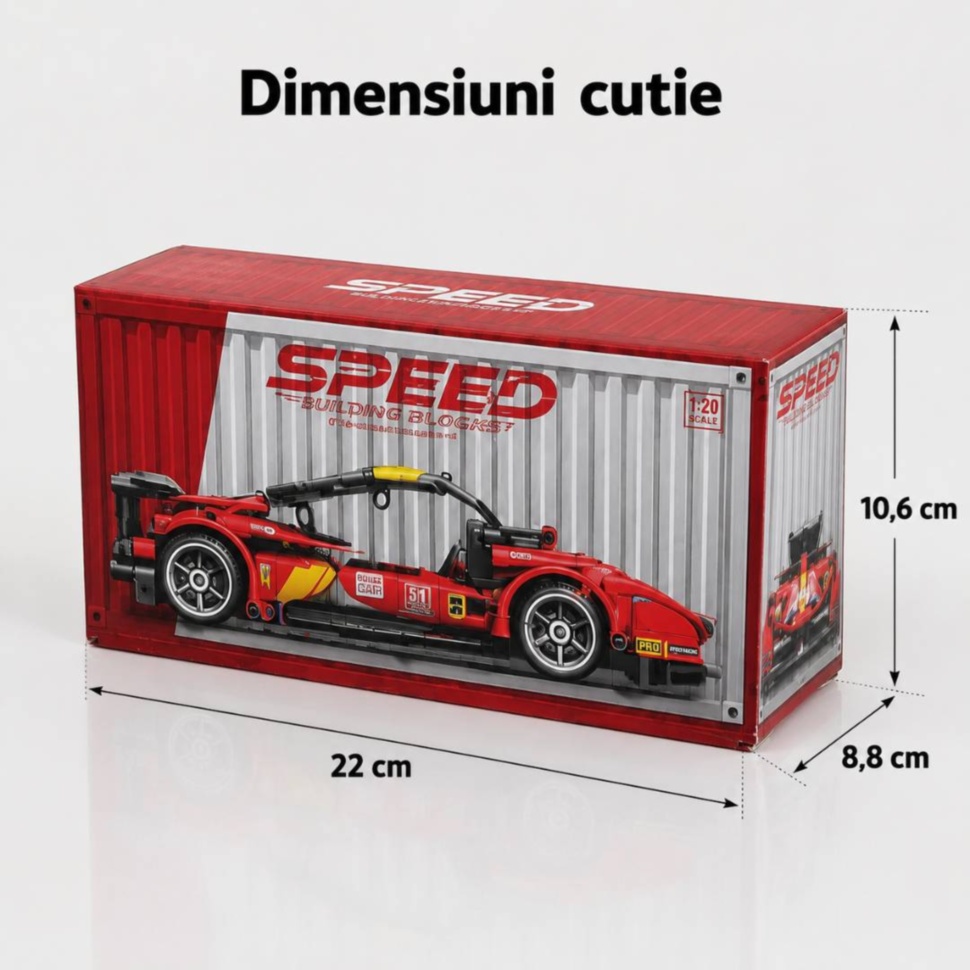 Dimensiunile cutiei setului: 22 pe 8,8 pe 10,6 cm