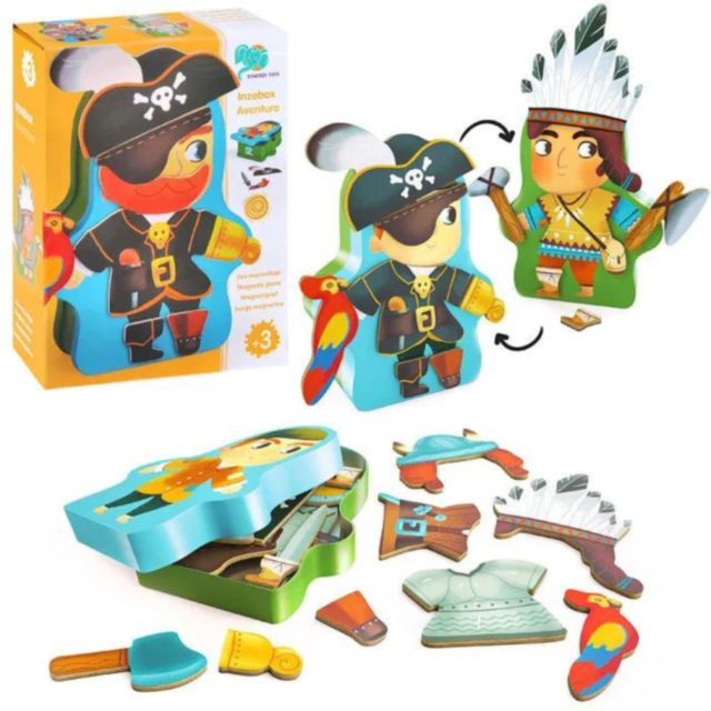 Set Magnetic Aventuri cu Pirat, Indian, Cavaler și Viking
