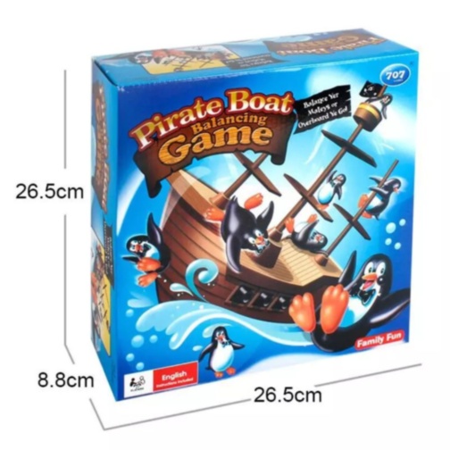 Joc de Echilibru Pirate Boat cu Pinguini, Dezvoltă Coordonarea și Răbdarea 