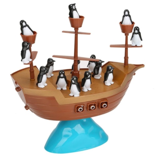 Joc de Echilibru Pirate Boat cu Pinguini, Dezvoltă Coordonarea și Răbdarea 