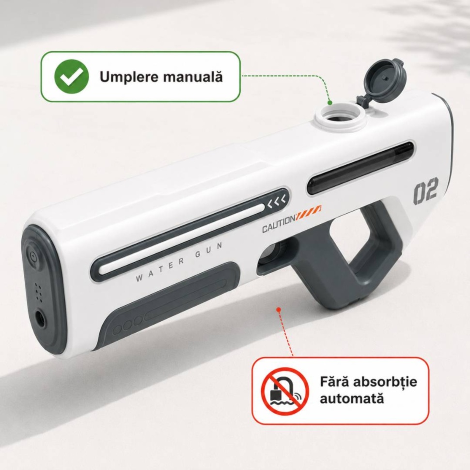 Pușcă electrică cu apă cu umplere manuală și fără absorbție automată