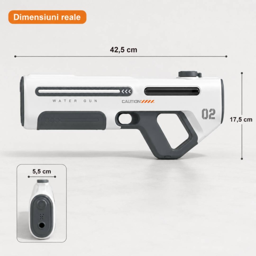 Dimensiuni reale pușcă electrică cu apă 42,5 cm