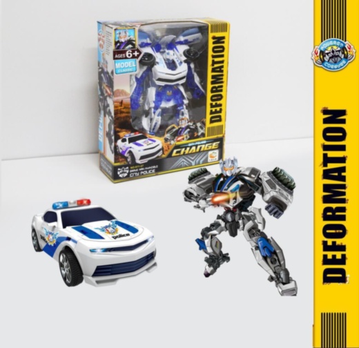 Mega Robot Transformabil în Mașină de Poliție