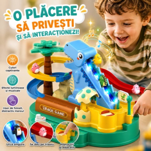 Jucărie Interactivă Dinozaur cu Tobogan și Lumini
