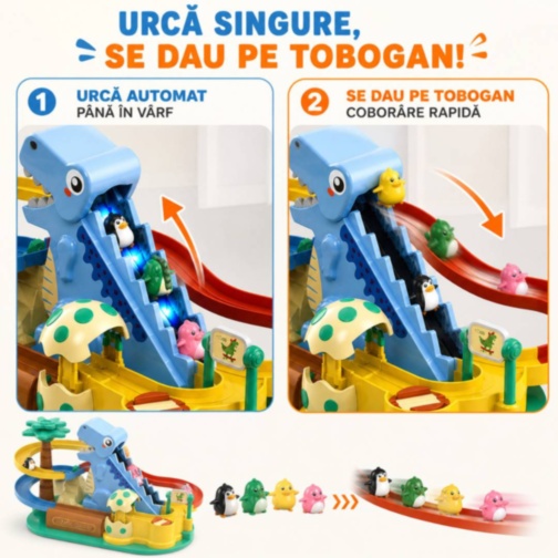 Jucărie Interactivă Dinozaur cu Tobogan și Lumini