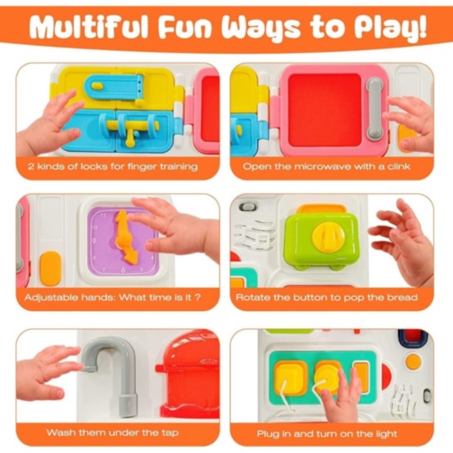 Busy Board Montessori de Bucătărie cu Activități Interactive