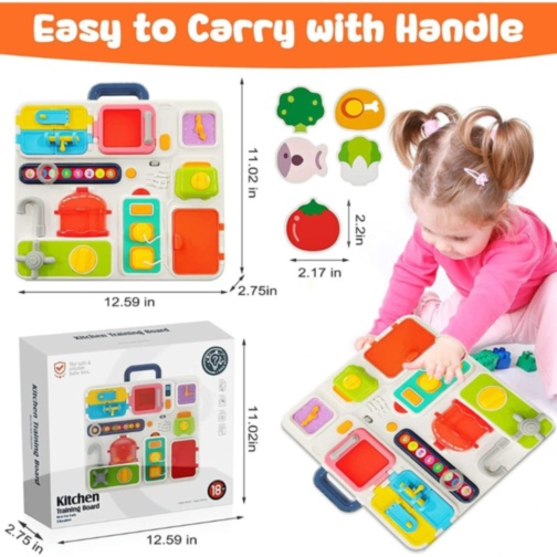 Busy Board Montessori de Bucătărie cu Activități Interactive