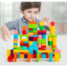 Cuburi din Lemn Colorate Set Construcție 