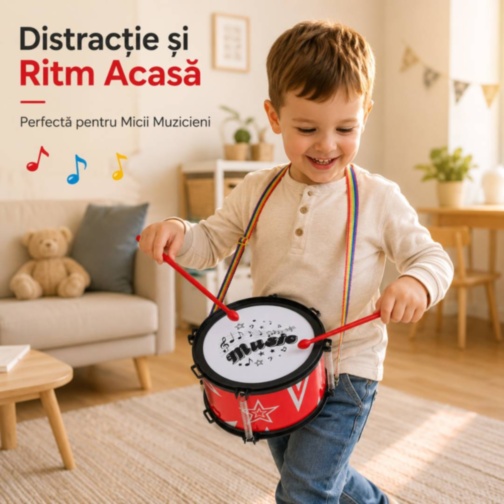 Tobă Muzicală pentru Copii cu Curea Reglabilă