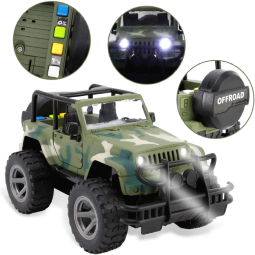 Mașină de Jucărie Jeep Off-Road Militar 1:16 cu Sunete, Lumini și Uși Mobile