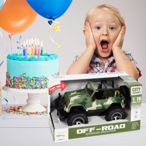 Mașină de Jucărie Jeep Off-Road Militar 1:16 cu Sunete, Lumini și Uși Mobile