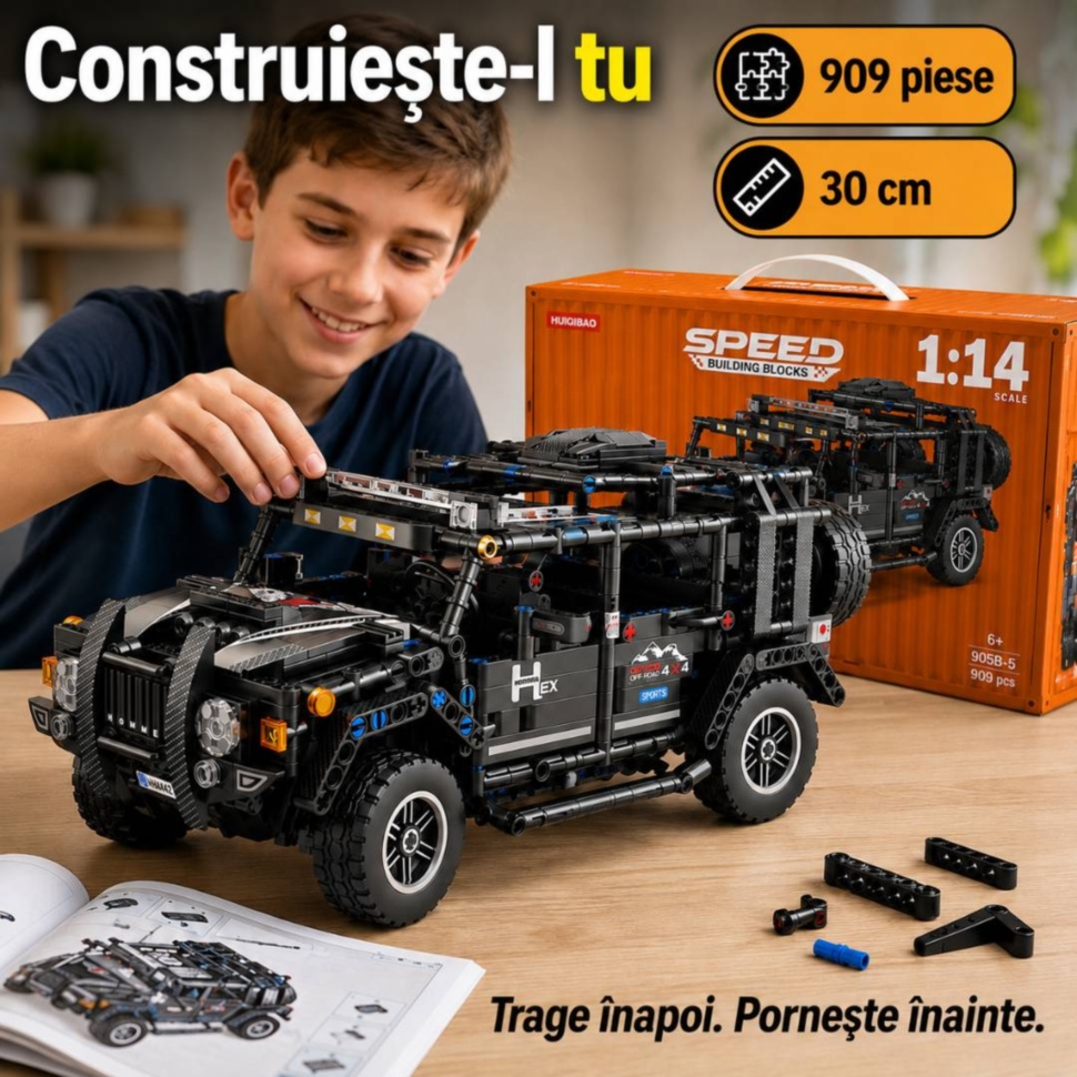 Copil construiește un SUV off-road 4x4 din 909 piese