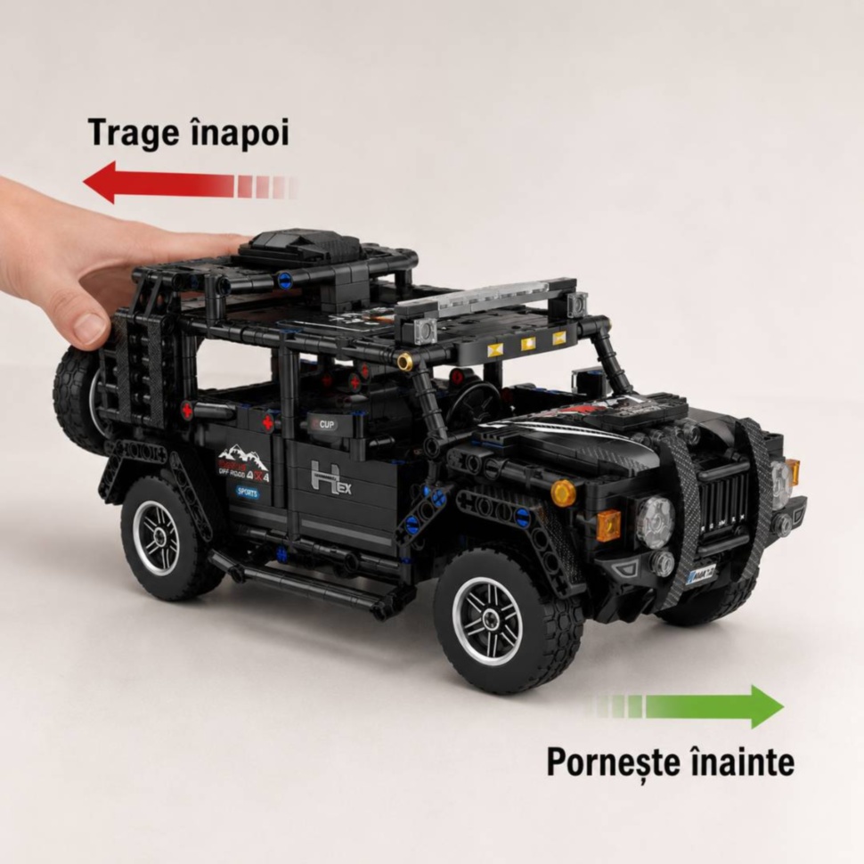 Mecanism cu inerție al SUV-ului construit: trage înapoi și pornește înainte