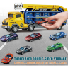 Camion Transporter cu Piste de Curse și Mașinuțe – Model „Rocket” (galben)