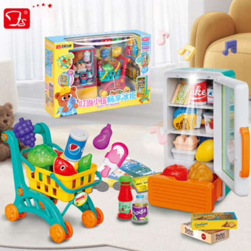 Set Interactiv Frigider și Coș de Cumpărături – Lumini și Sunete (culoare aleatorie)