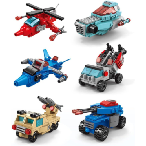 Set de Construcție 6 în 1 Mech Ares – Robot Transformabil din Vehicule, 514 piese