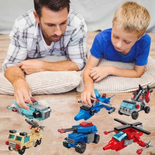 Set de Construcție 6 în 1 Mech Ares – Robot Transformabil din Vehicule, 514 piese