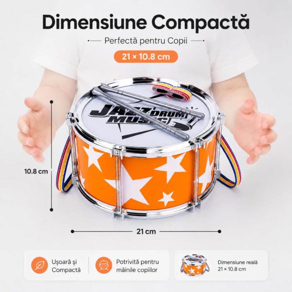 Dimensiune compactă tobă muzicală pentru copii 21 x 10.8 cm