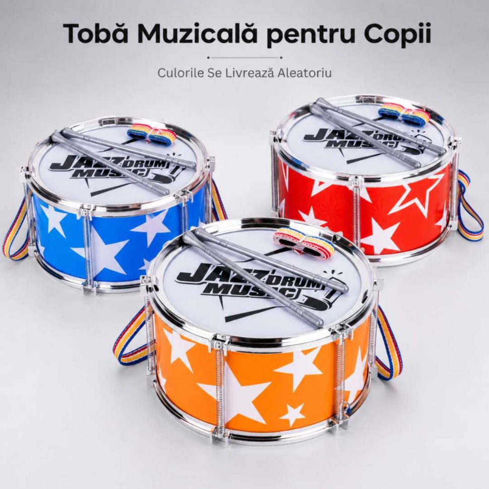 Tobă muzicală pentru copii culorile se livrează aleatoriu