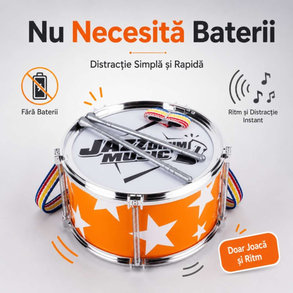 Tobă muzicală pentru copii fără baterii doar joacă și ritm