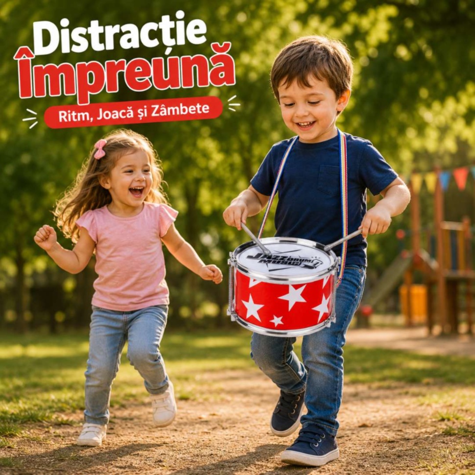 Distracție împreună cu tobă muzicală pentru copii
